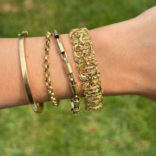 Estate 14KT Yellow Gold Multi-Wire Twisted Toggle Ring Bracelet - LSJ