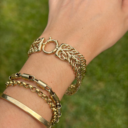 Estate 14KT Yellow Gold Multi-Wire Woven Toggle Ring Clasp