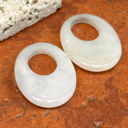 Estate Oval Opaque White Quartz Earring Charms