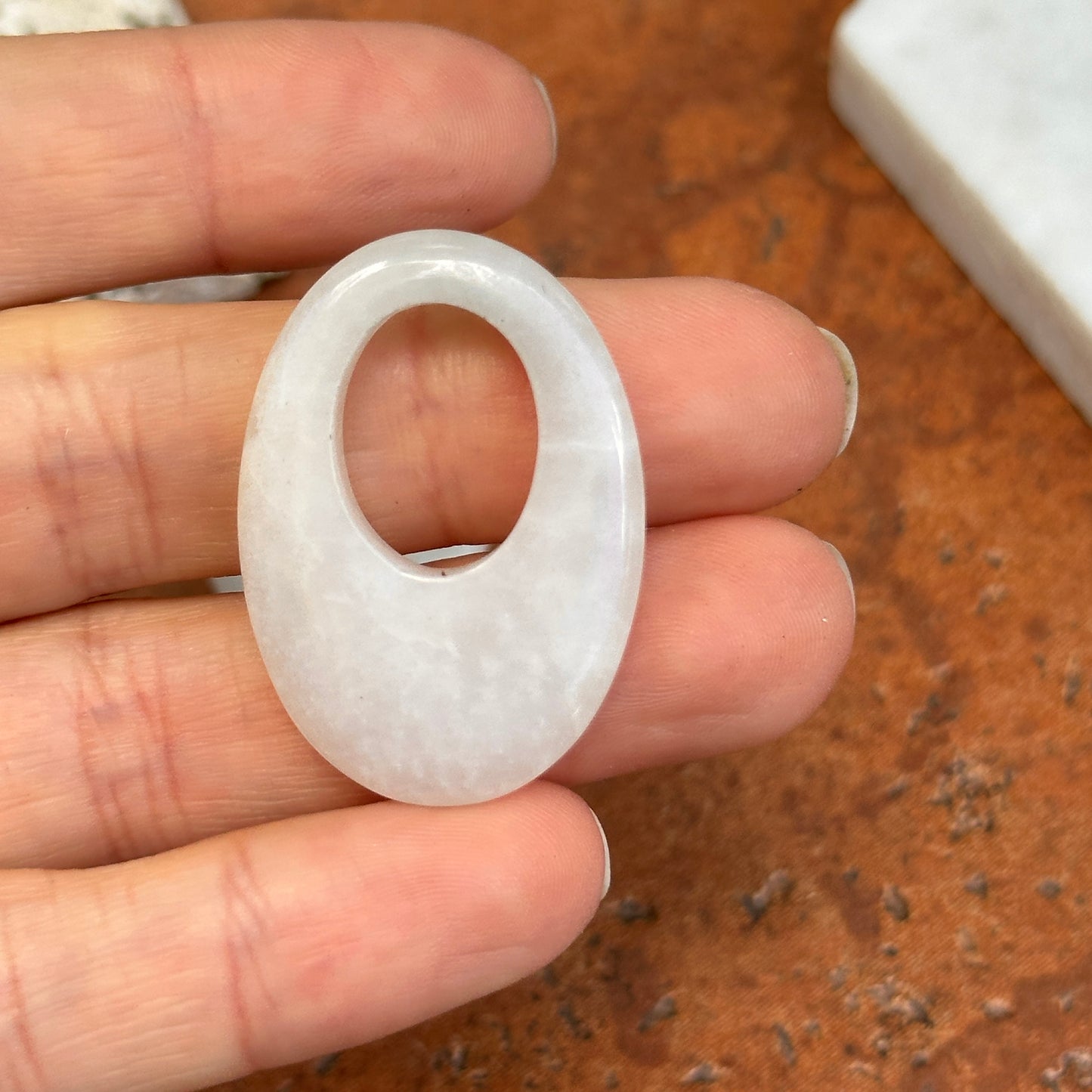 Estate Oval Opaque White Quartz Earring Charms