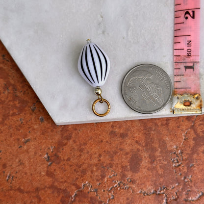 Estate Gold Filled Black & White Carved Pearl + Yellow Bead Charms