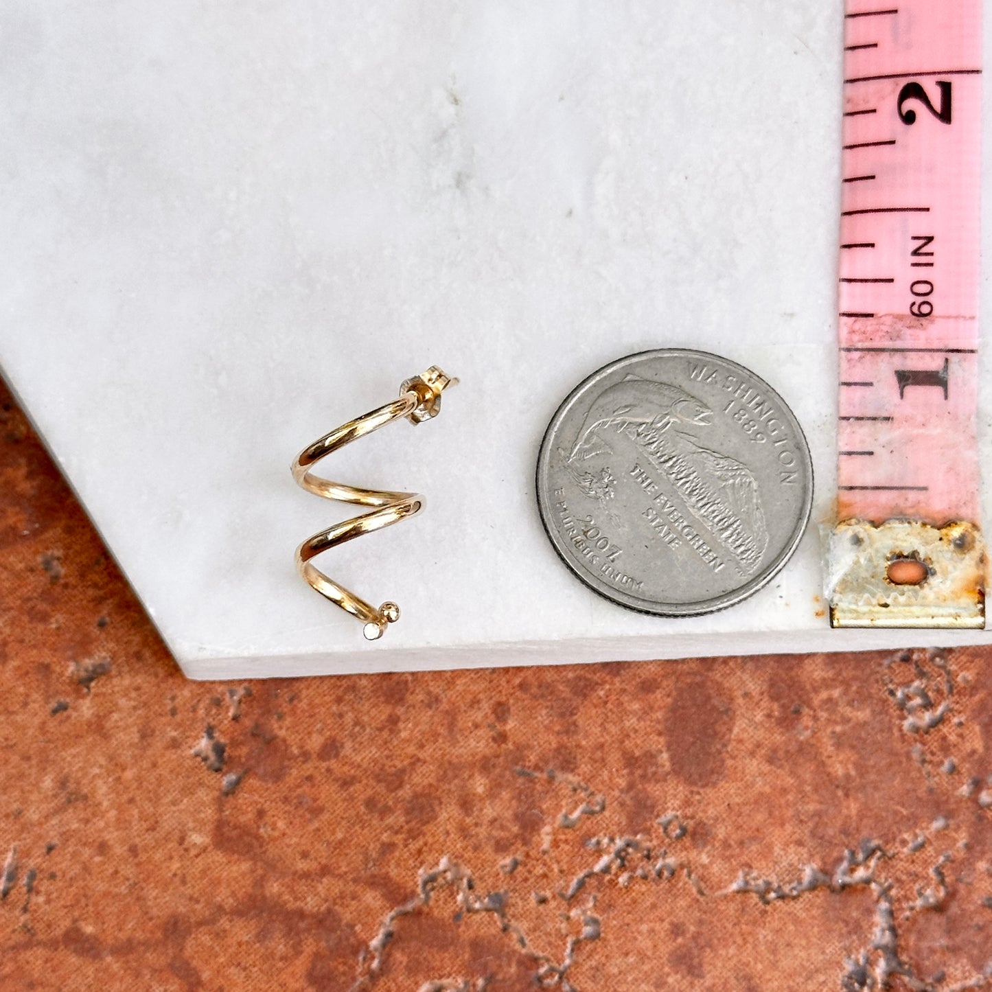 Estate 14KT Yellow Gold Spiral Wire Earrings