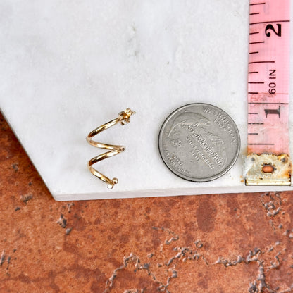 Estate 14KT Yellow Gold Spiral Wire Earrings