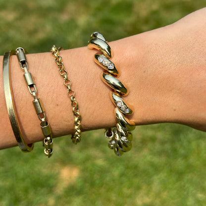 Estate 14KT Yellow Gold 10mm San Marco Diamond Bracelet