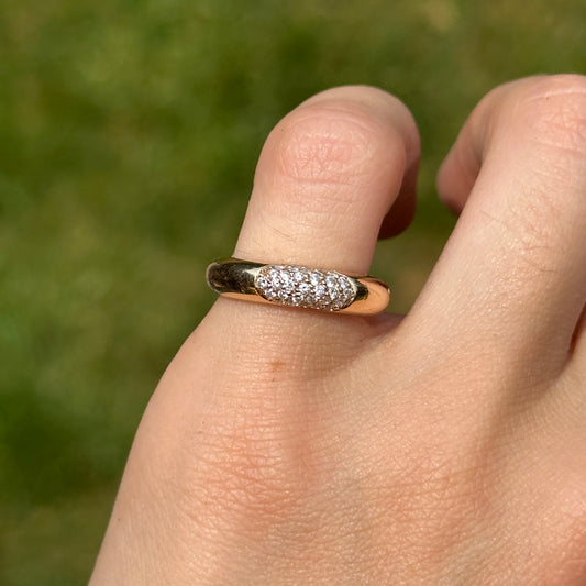 Estate 14KT Yellow Gold Domed .31 CT Diamond Band Ring