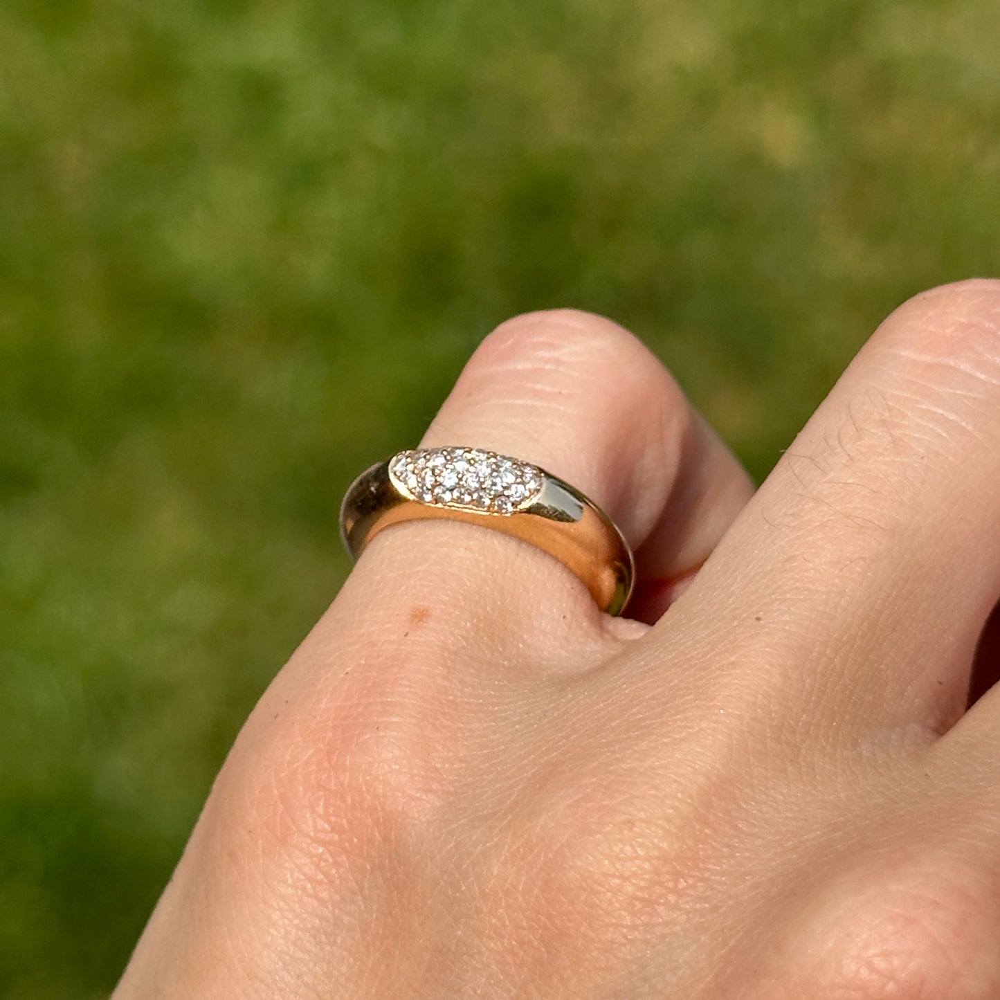 Estate 14KT Yellow Gold Domed .31 CT Diamond Band Ring