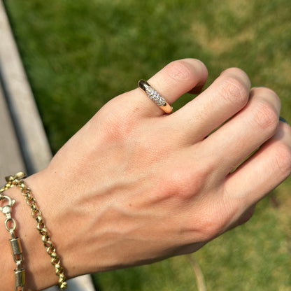 Estate 14KT Yellow Gold Domed .31 CT Diamond Band Ring
