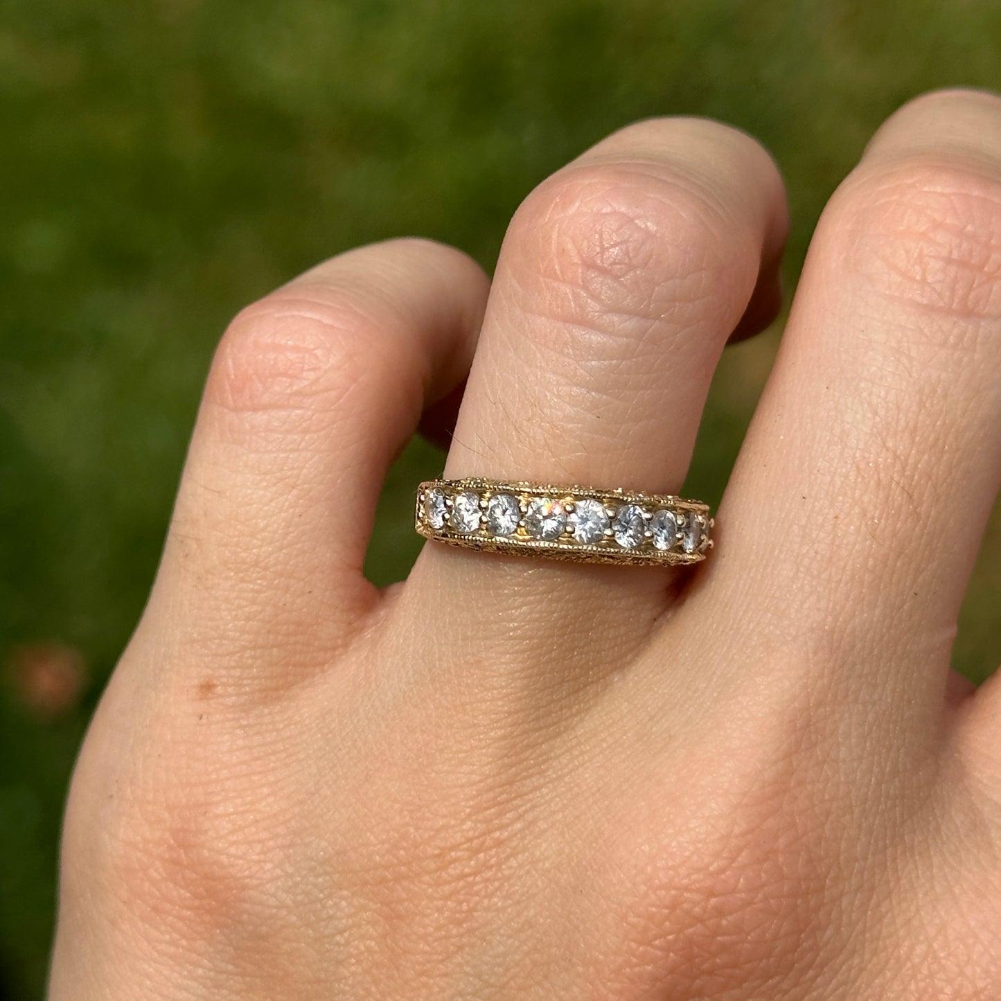 Estate 14KT Yellow Gold .83 CT Diamond Filigree Band Ring