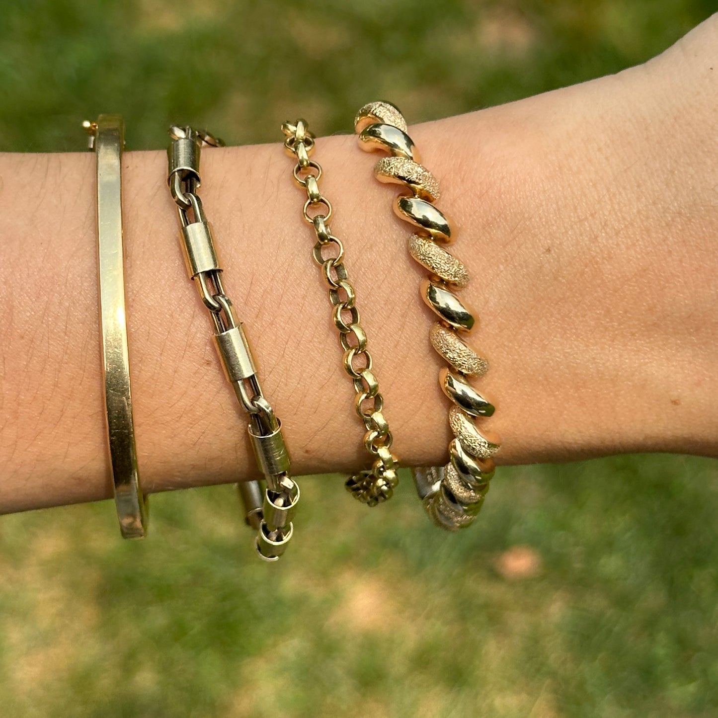 Estate 14KT Yellow Gold Textured San Marco Bracelet