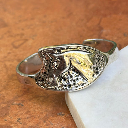 Estate Designer Michael McNabb Sterling Silver Horse Head Handmade Cuff Bracelet