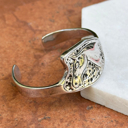 Estate Designer Michael McNabb Sterling Silver Horse Head Handmade Cuff Bracelet