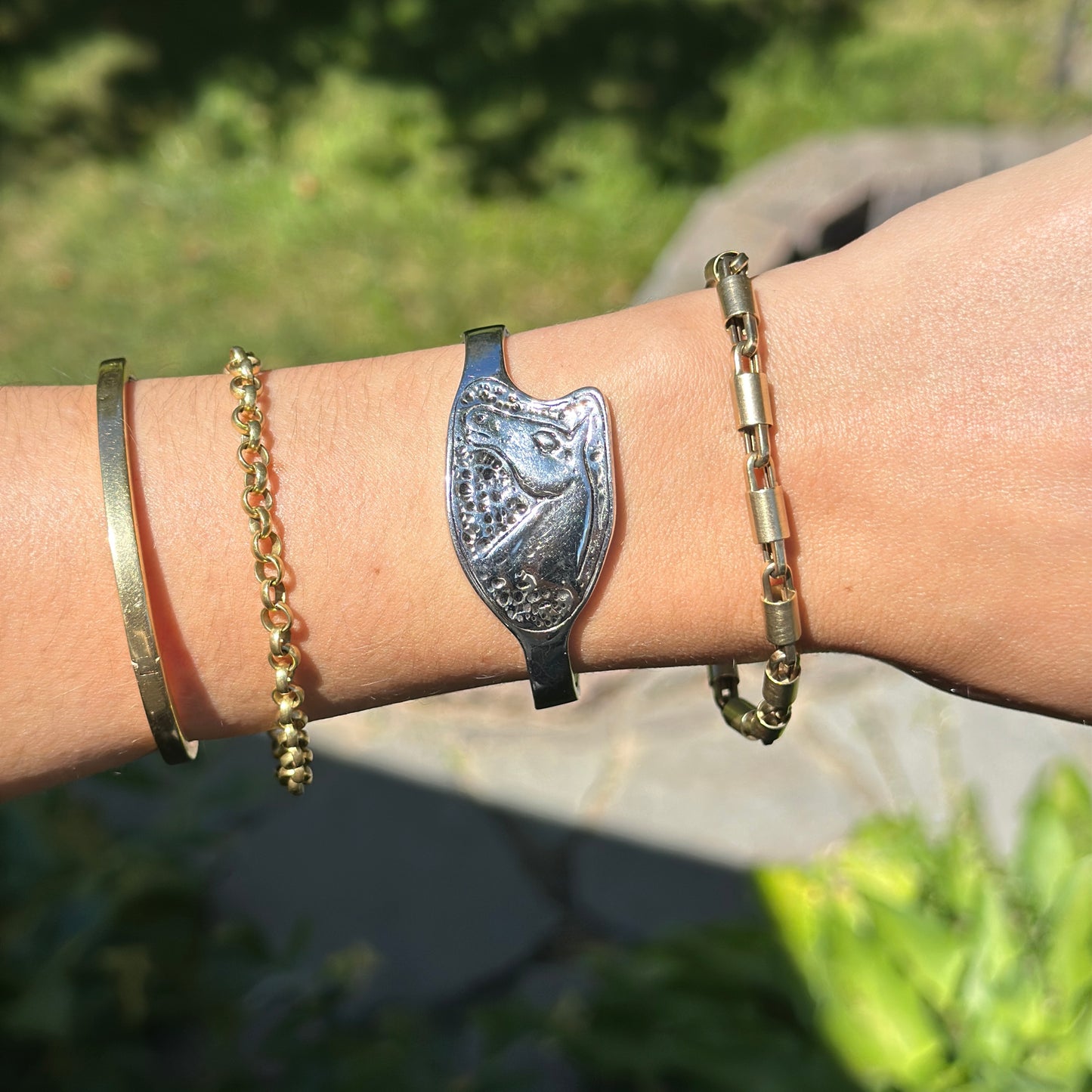 Estate Designer Michael McNabb Sterling Silver Horse Head Handmade Cuff Bracelet