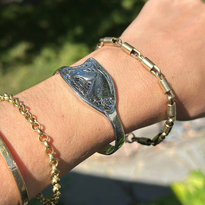 Estate Designer Michael McNabb Sterling Silver Horse Head Handmade Cuff Bracelet