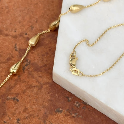 14KT Yellow Gold Matte Cylinder Station Necklace