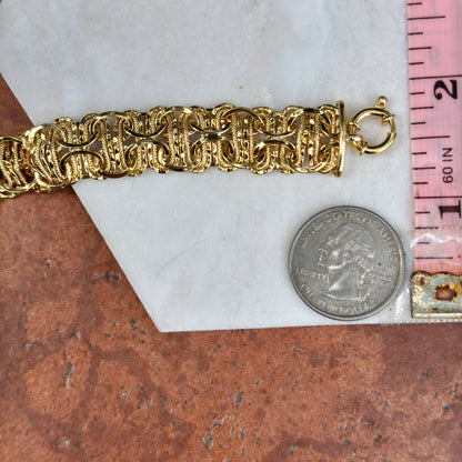 Estate 14KT Yellow Gold Multi-Wire Twisted Toggle Ring Bracelet