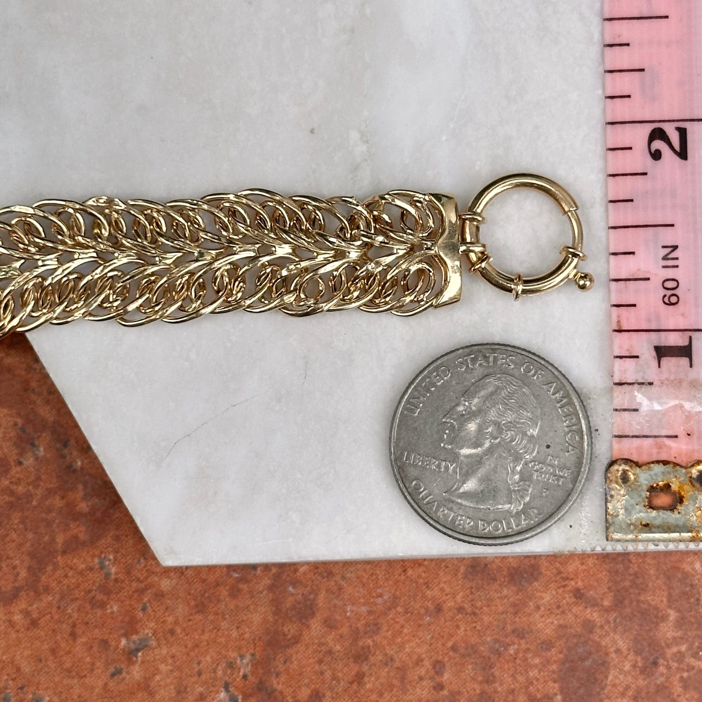 Estate 14KT Yellow Gold Multi-Wire Woven Toggle Ring Clasp