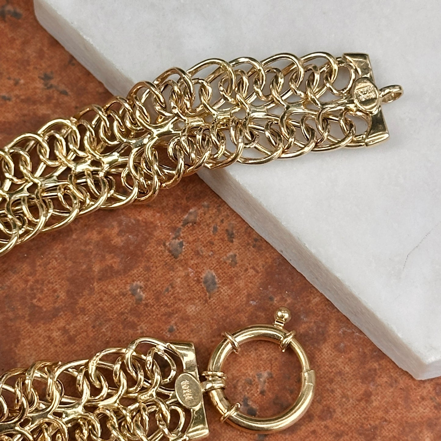 Estate 14KT Yellow Gold Multi-Wire Woven Toggle Ring Clasp