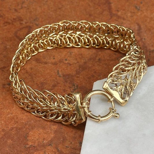 Estate 14KT Yellow Gold Multi-Wire Woven Toggle Ring Clasp - LSJ