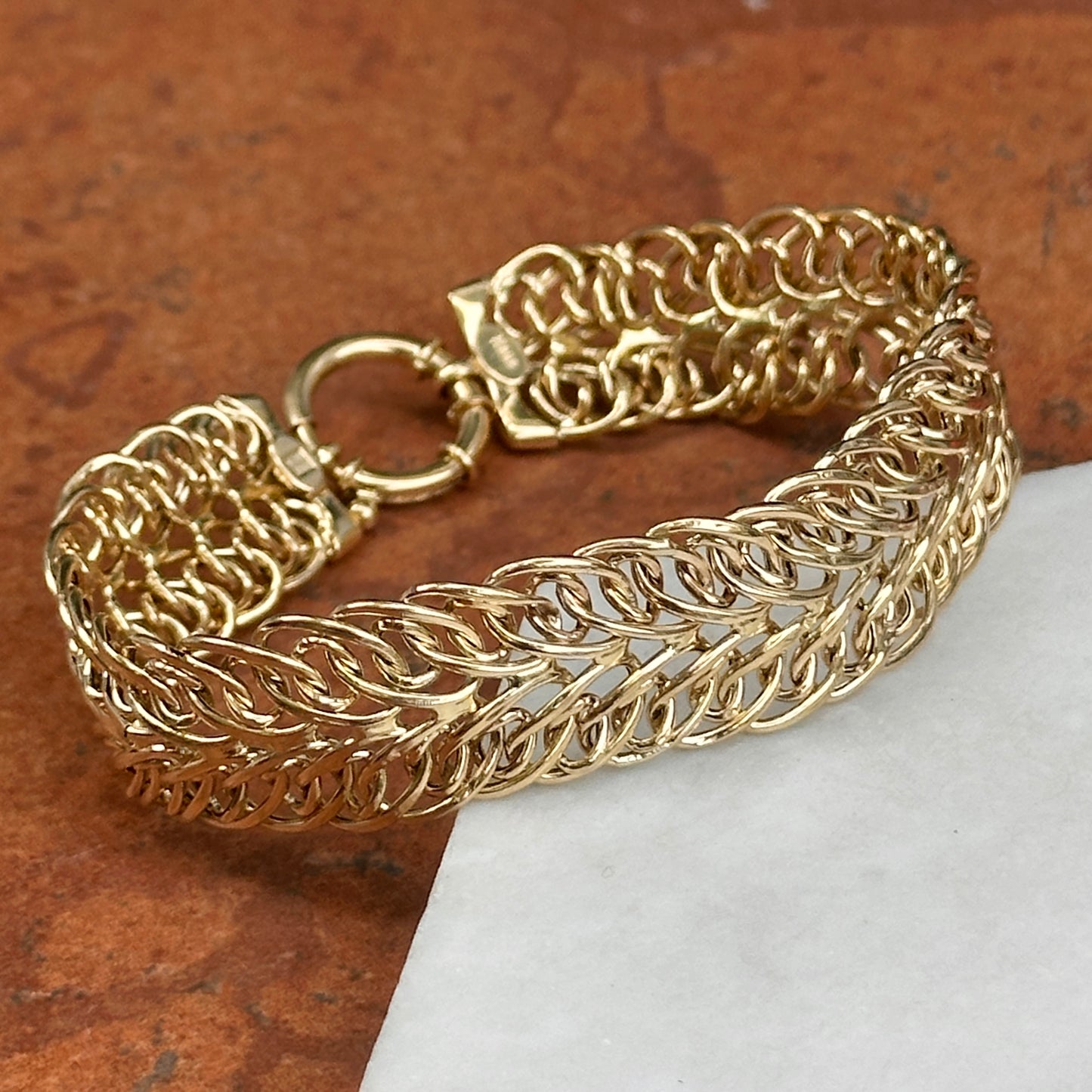 Estate 14KT Yellow Gold Multi-Wire Woven Toggle Ring Clasp