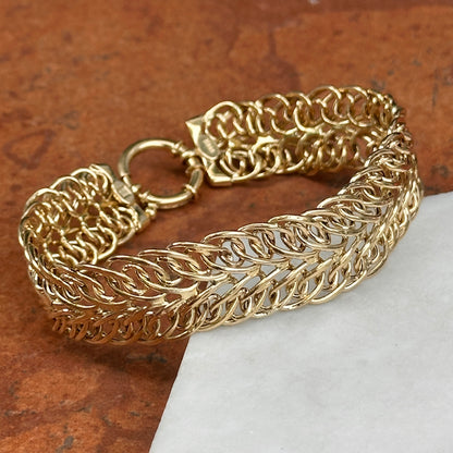 Estate 14KT Yellow Gold Multi-Wire Woven Toggle Ring Clasp