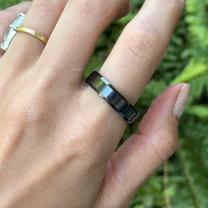 Ceramic Black 6mm Beveled Edge Band Ring Size 12
