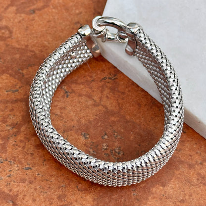 Sterling Silver Large Mesh Spring Ring Bracelet - LSJ