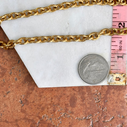 Estate Sterling Silver Gold-Plated Large Textured Cable Necklace 20"