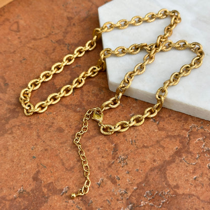 Estate Sterling Silver Gold-Plated Large Textured Cable Necklace 20"