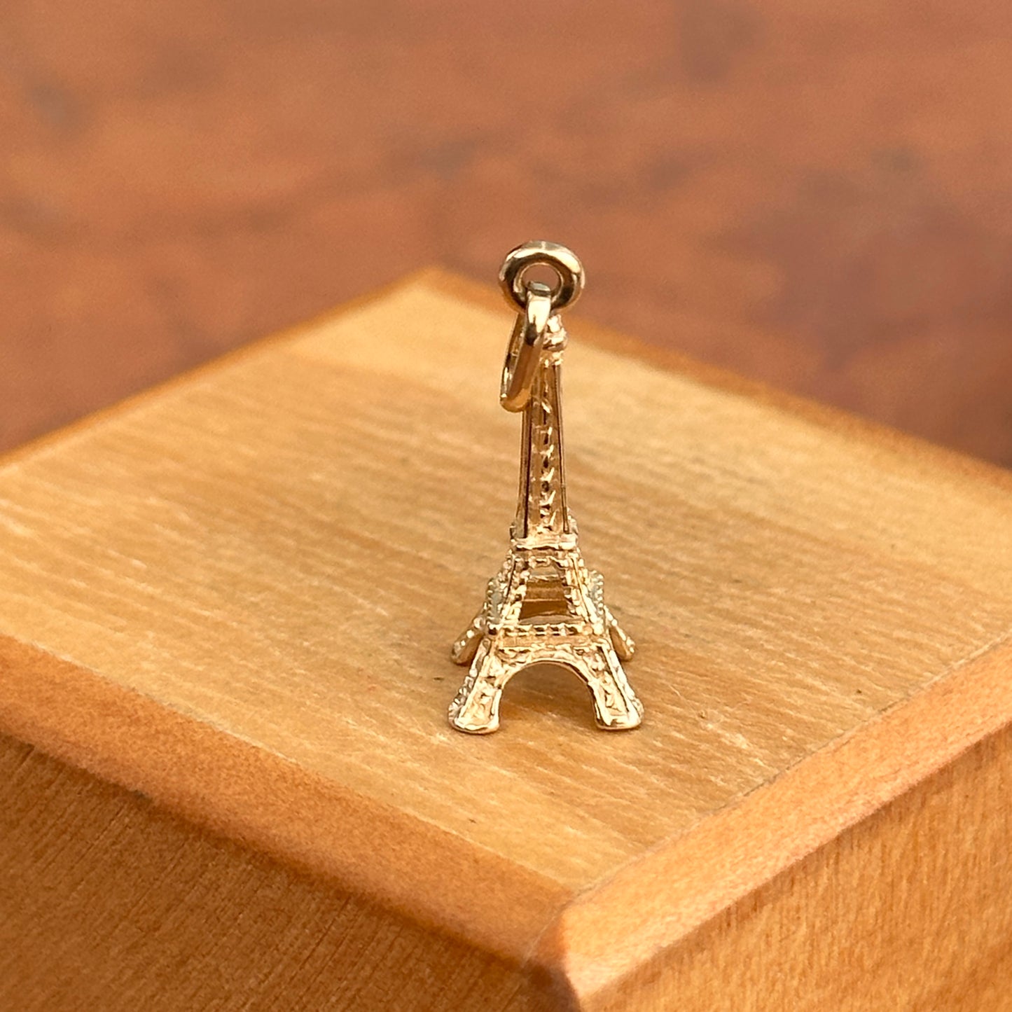 14KT Yellow Gold 3D Eiffel Tower Pendant Charm
