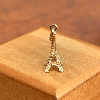 14KT Yellow Gold 3D Eiffel Tower Pendant Charm