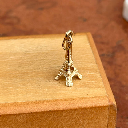 14KT Yellow Gold 3D Eiffel Tower Pendant Charm