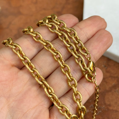 Estate Sterling Silver Gold-Plated Large Textured Cable Necklace 20"