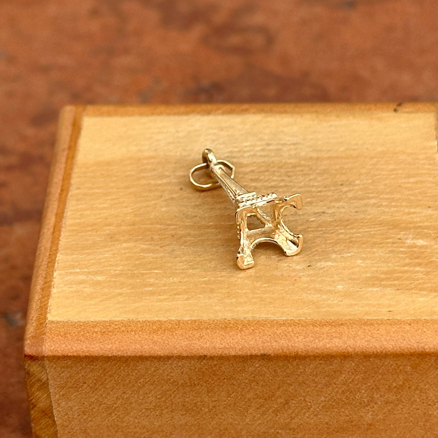 14KT Yellow Gold 3D Eiffel Tower Pendant Charm