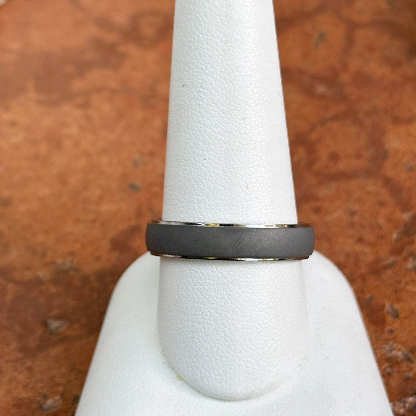 Titanium Oxidized Ridged Center Domed Band Ring Size 10