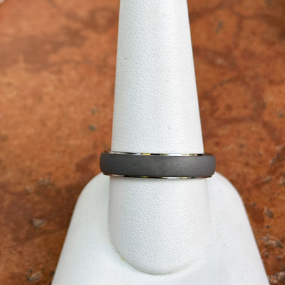 Titanium Oxidized Ridged Center Domed Band Ring Size 10