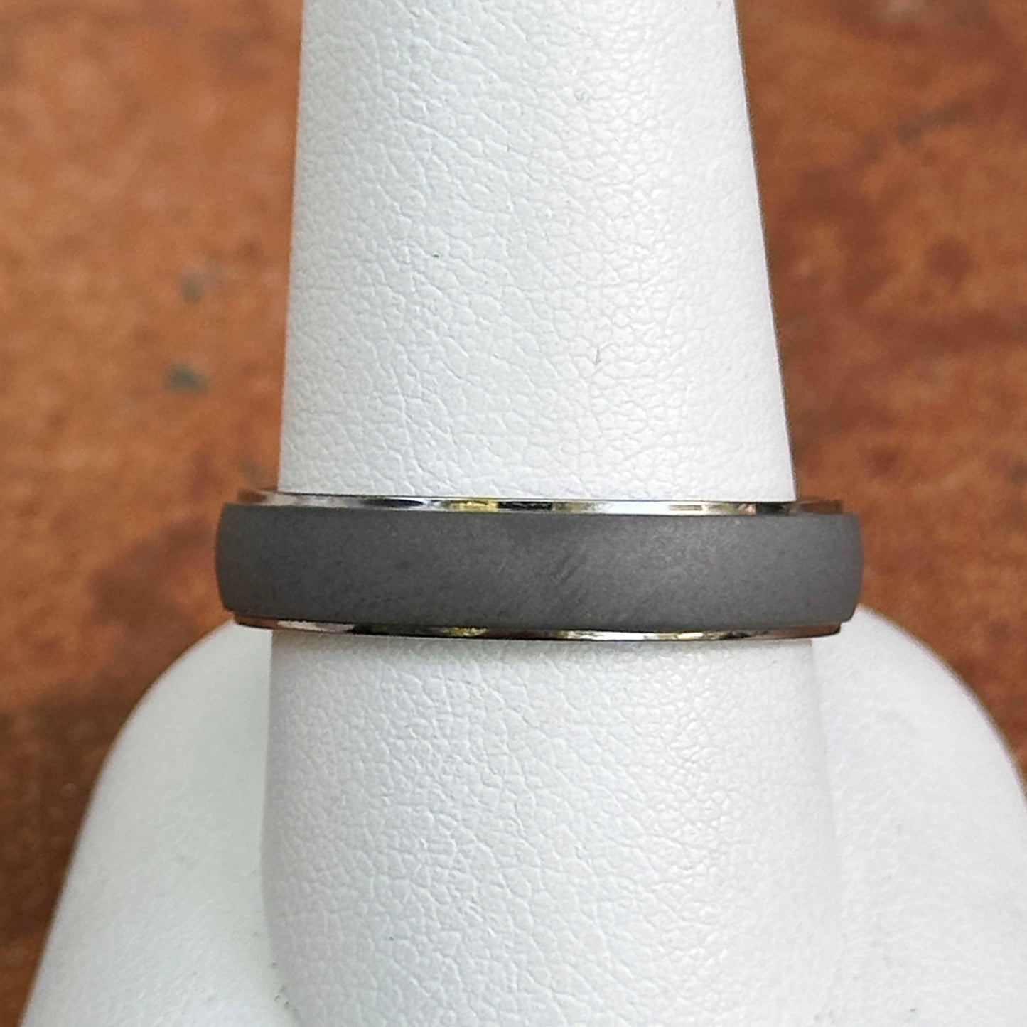 Titanium Oxidized Ridged Center Domed Band Ring Size 10