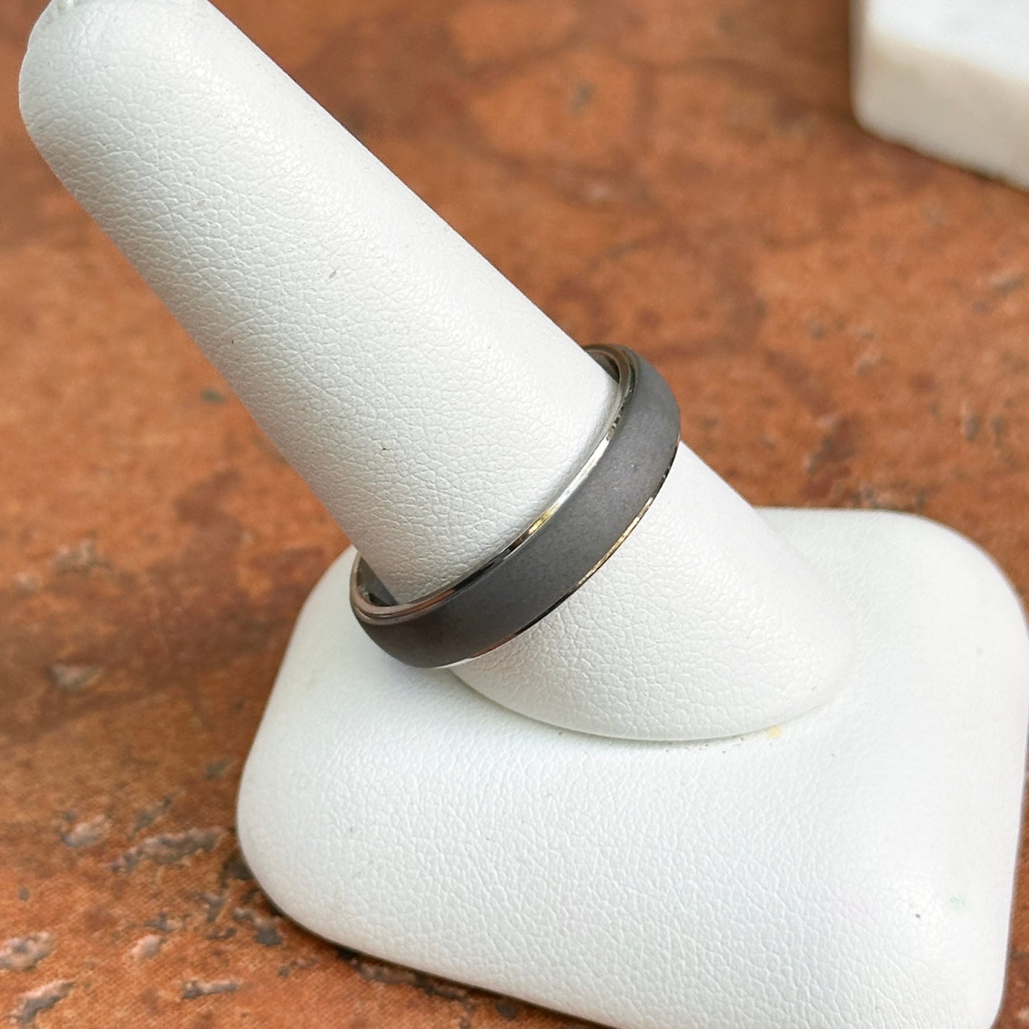 Titanium Oxidized Ridged Center Domed Band Ring Size 10