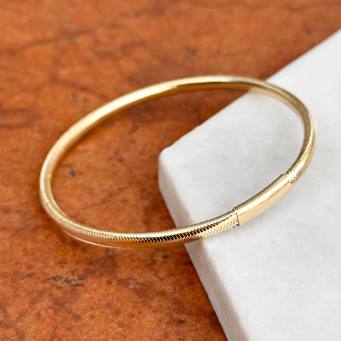 14KT Yellow Gold Mesh Bangle Stretch Bracelet