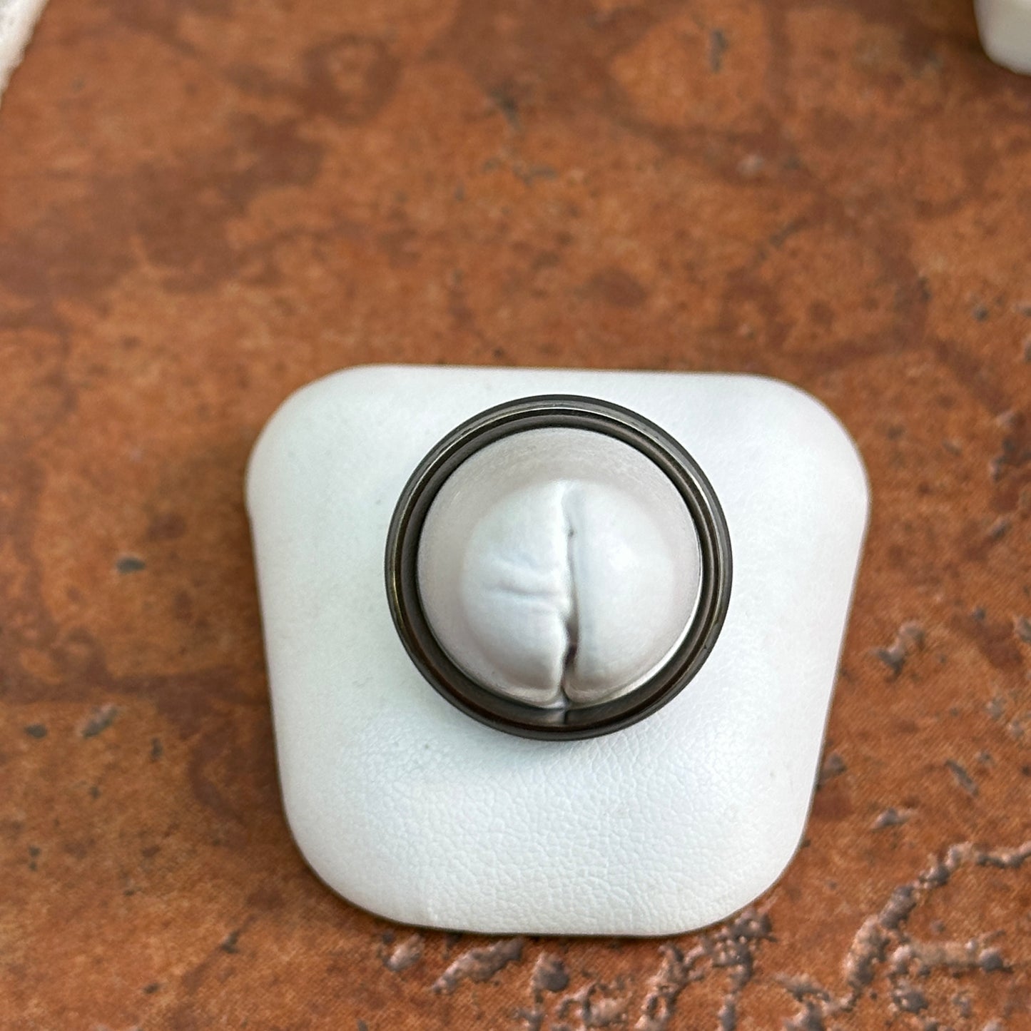 Titanium Oxidized Ridged Center Domed Band Ring Size 10