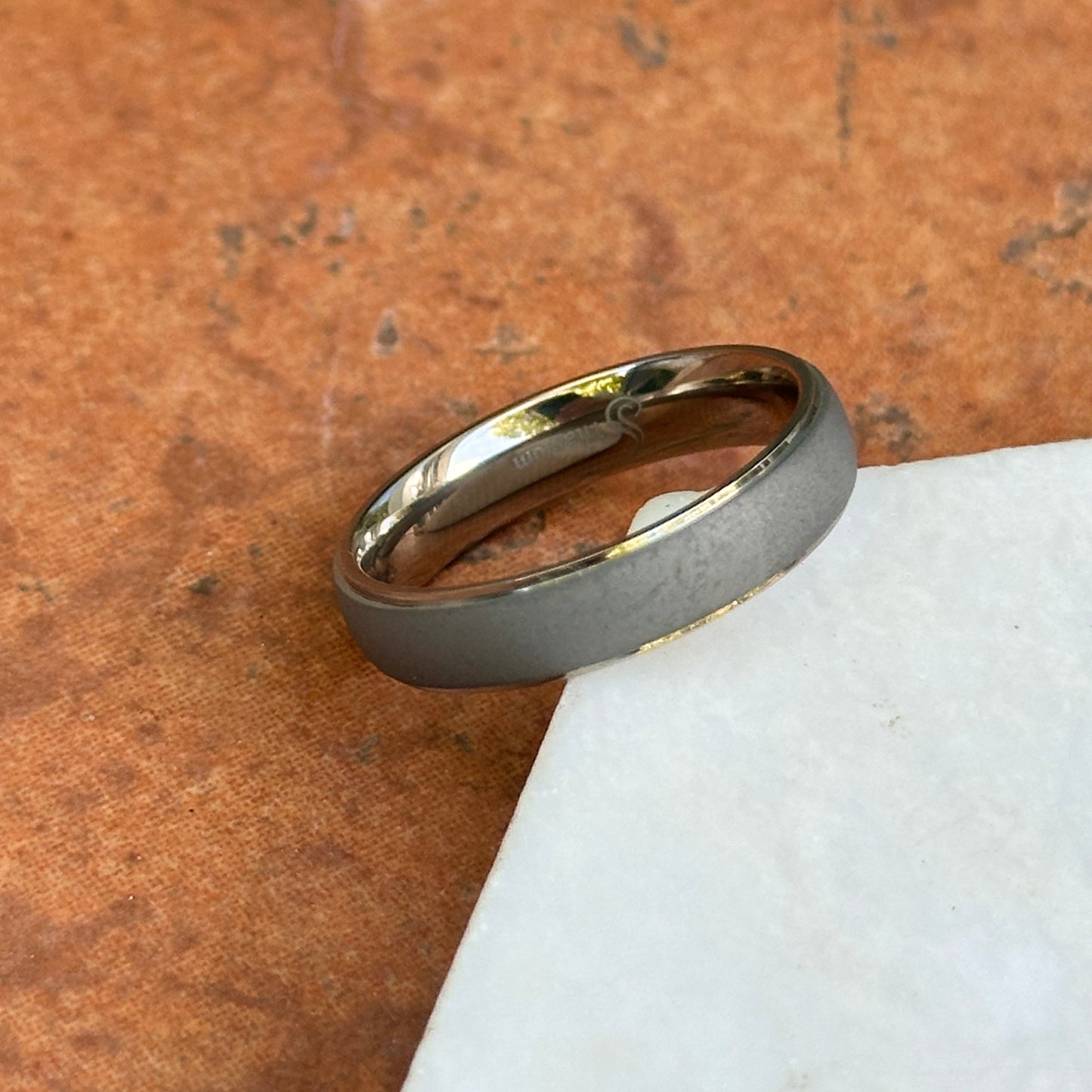 Titanium Oxidized Ridged Center Domed Band Ring Size 10