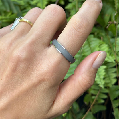 Titanium Oxidized Ridged Center Domed Band Ring Size 10