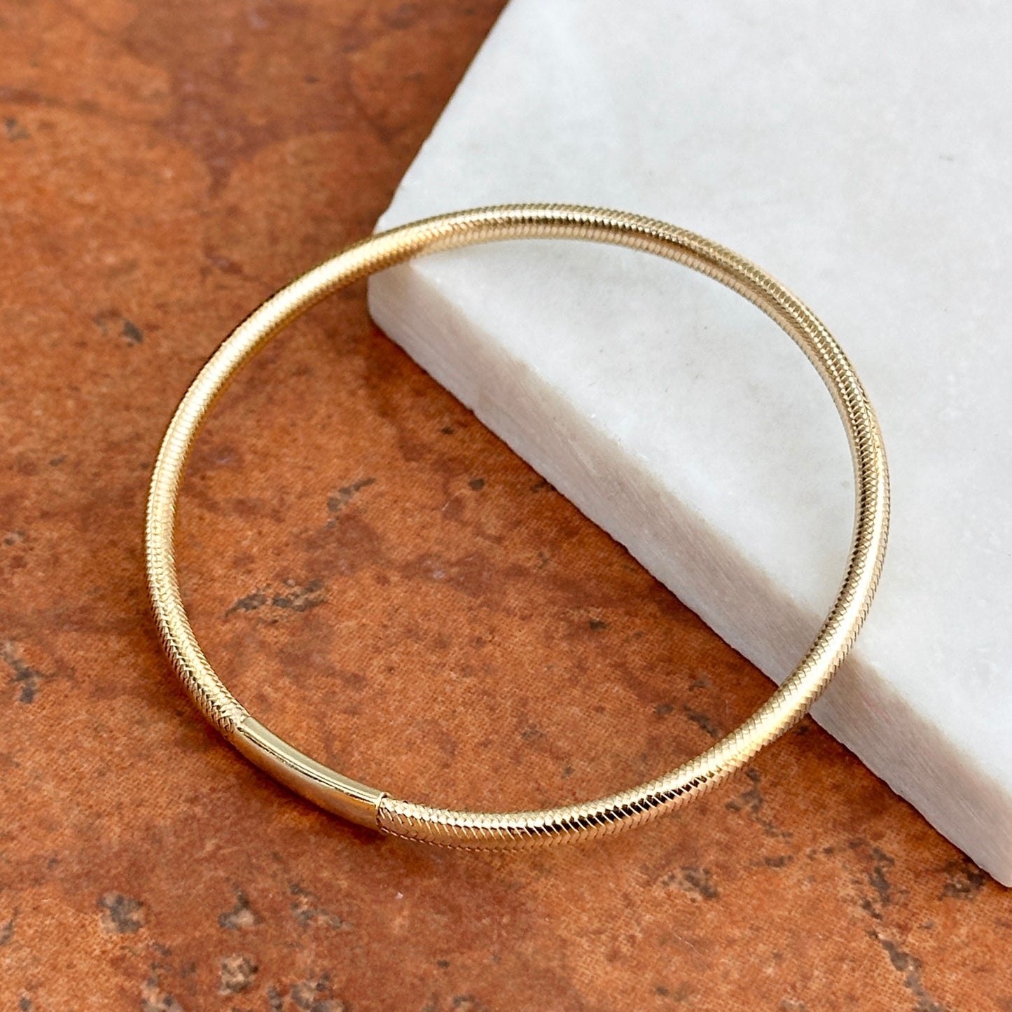 14KT Yellow Gold Mesh Bangle Stretch Bracelet