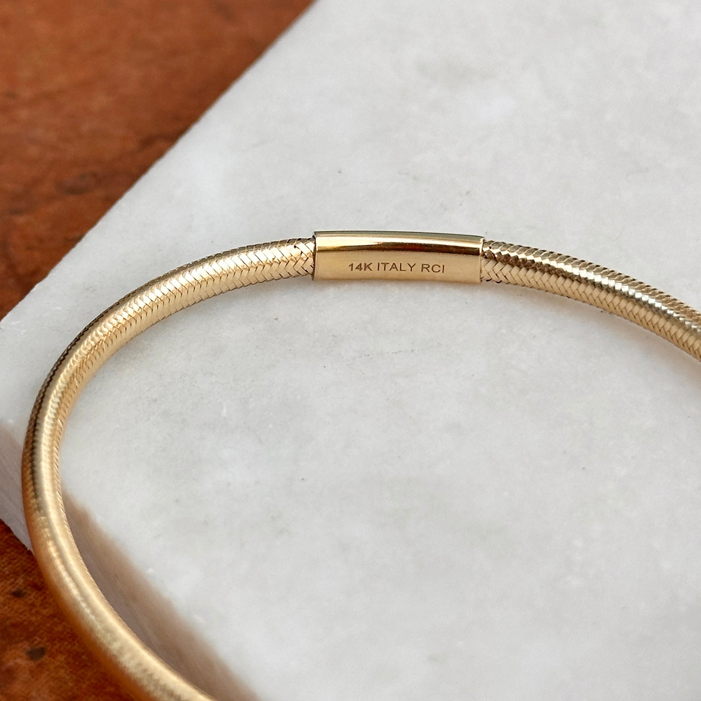 14KT Yellow Gold Mesh Bangle Stretch Bracelet