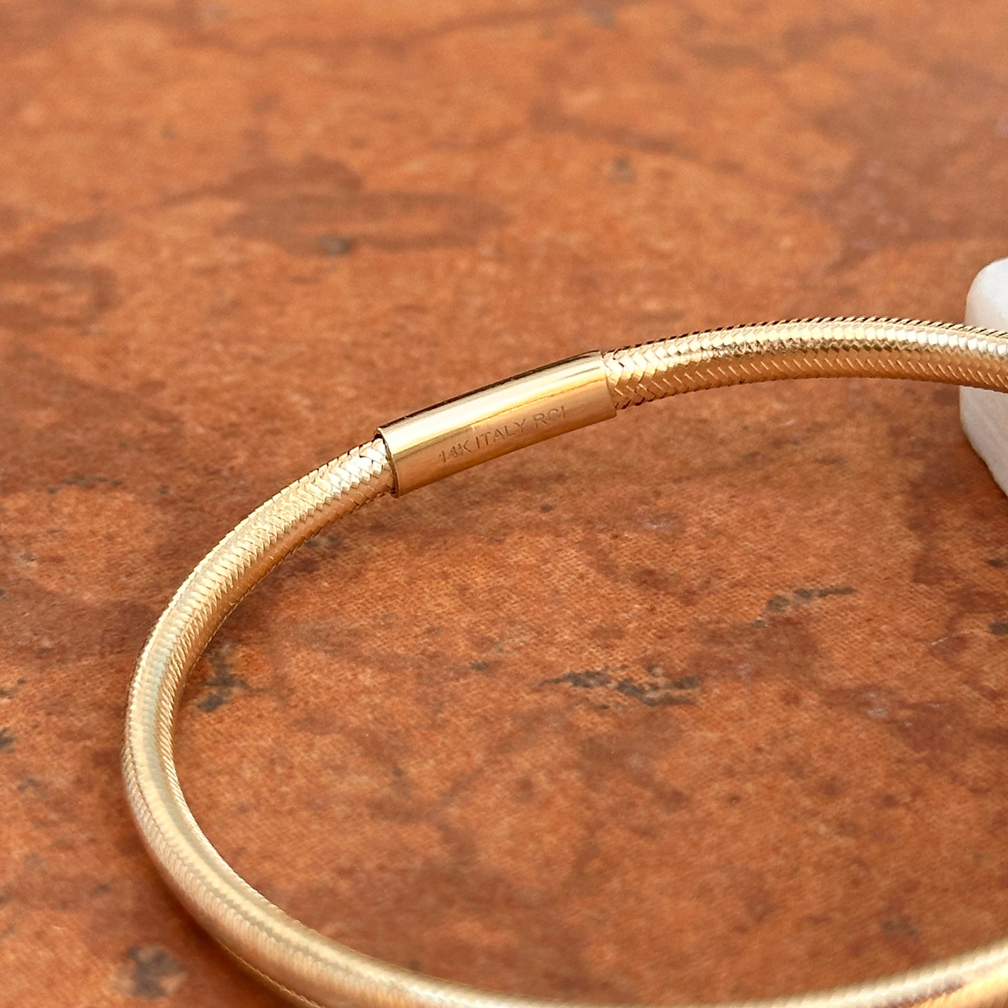 14KT Yellow Gold Mesh Bangle Stretch Bracelet