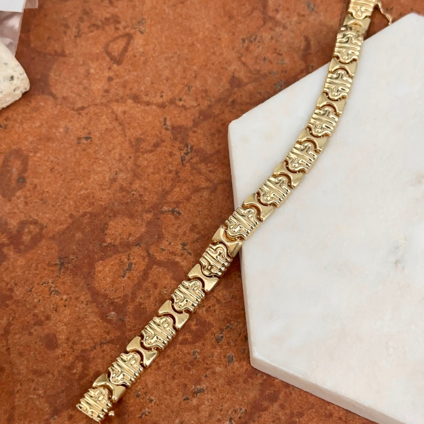 Estate 14KT Yellow Gold Matte Stampato Chain Bracelet