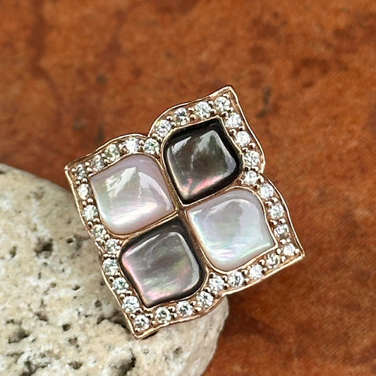 Estate 14KT Rose Gold Mother of Pearl + Diamond Leaf Ring - LSJ