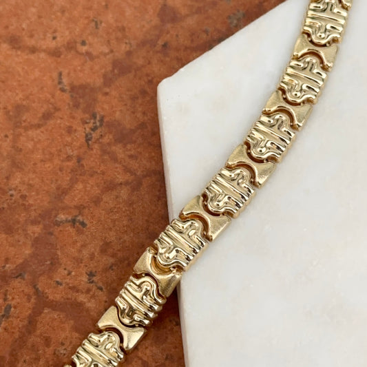 Estate 14KT Yellow Gold Matte Stampato Chain Bracelet