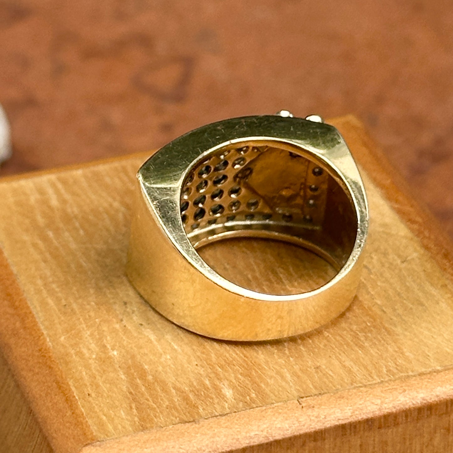 Estate 14KT Yellow Gold Alexandrite + Diamond Flower Ring