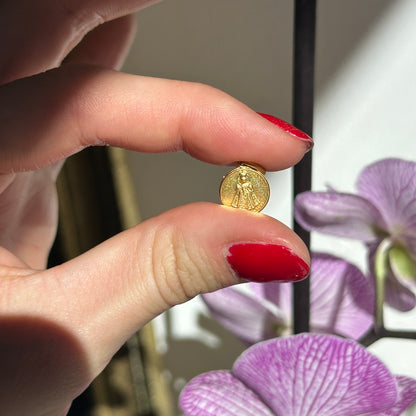 18KT Yellow Gold Matte Child of Prague Pendant Charm 10mm