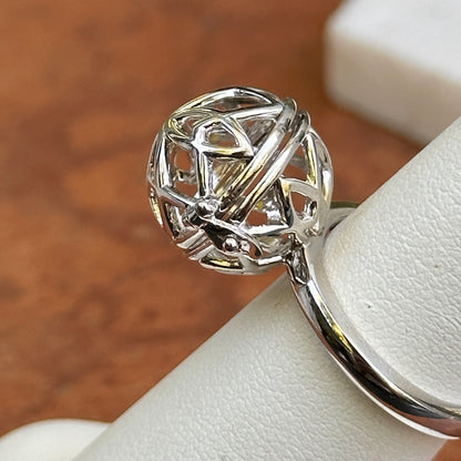 Sterling Silver 15mm Hinged Round Cage Ring + Clasp Ring